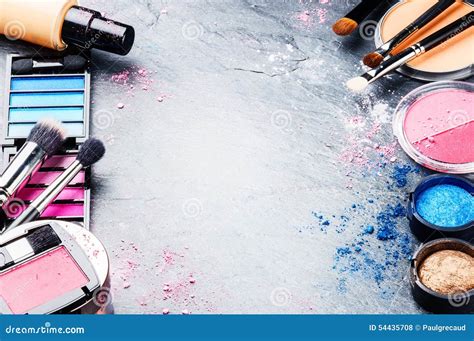 Various Makeup Products On Dark Background Stock Photo - Image: 54435708