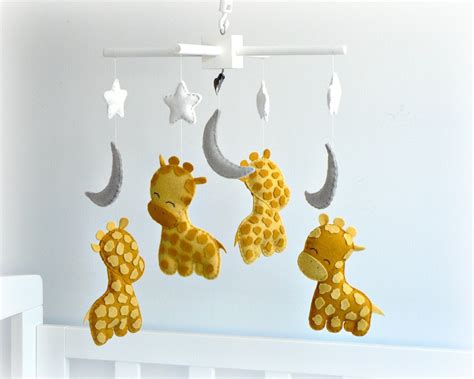 Giraffe Baby Mobile Nursery Decor Stars Moons By Lullabymobiles