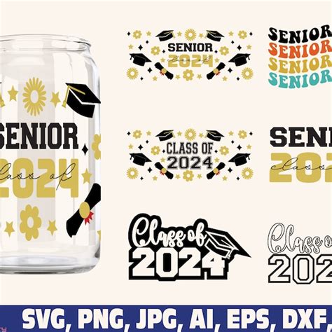 Class Of 2024 Glass Can Svg Etsy