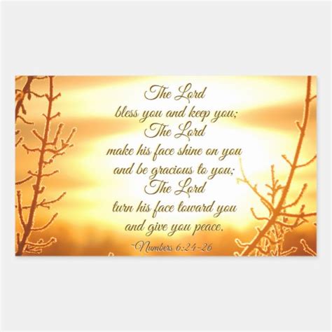 The Lord Bless You Numbers 6 24 26 Bible Verse Rectangular Sticker