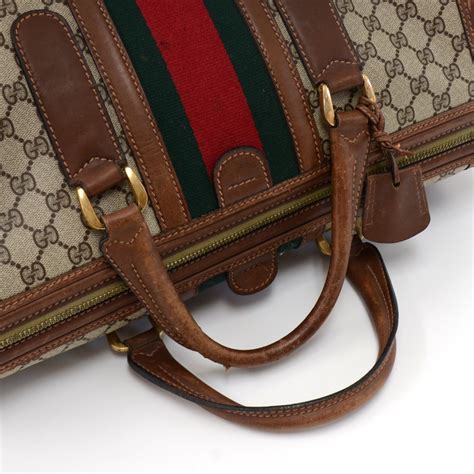 Gucci Vintage Gucci Boutique Beige Gg Supreme Coated Canvas Leather