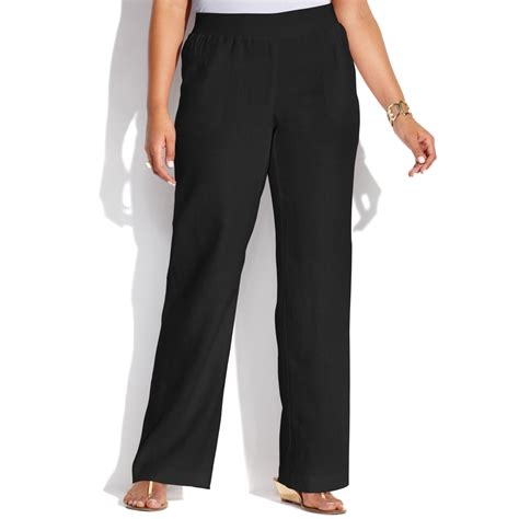 Inc International Concepts Plus Size Wideleg Linen Pants In Black Lyst