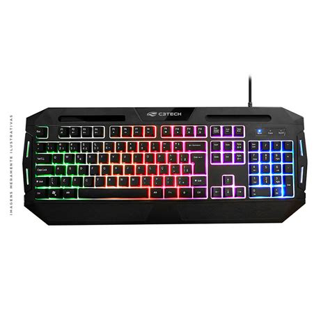 Teclado Gamer C Tech Membrana Rgb Usb Preto Kg Bk