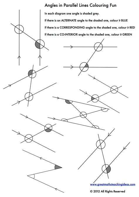 Math Worksheets For Grade 6: Co Interior Angles Worksheet