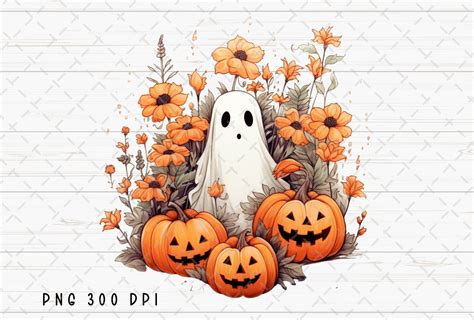 Ghost Pumpkin Autumn Fall Halloween Png Graphic By Flora Co Studio