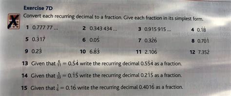 Write The Recurring Decimal 0 63̅ As A Fraction In Its Lowest Terms