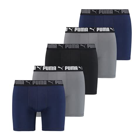 Puma Mens Boxer Brief 5 Pack In Blue Grey And Black Cos