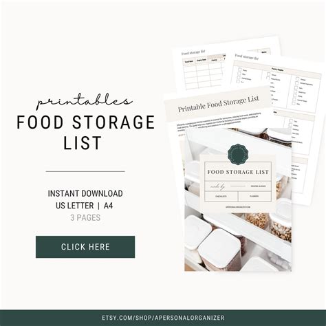 Food Storage Food List Emergency Printable Emergency Supplies Printable ...