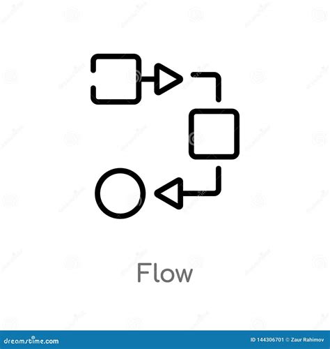 Outline Flow Vector Icon Isolated Black Simple Line Element