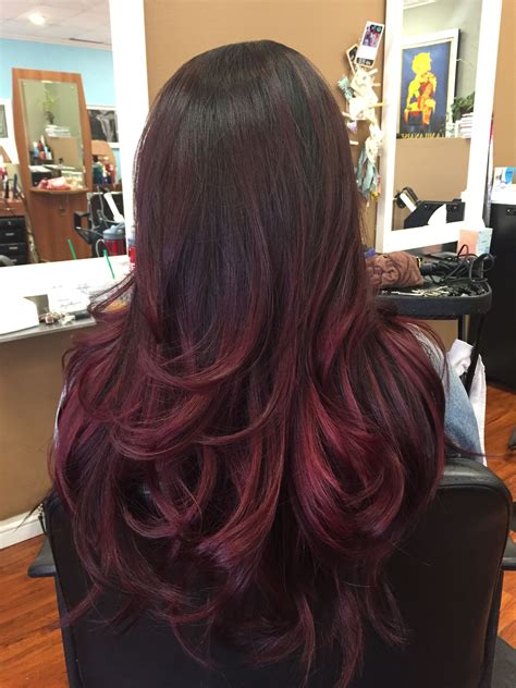 Pin By Haircuts At Tiffanys On Balayage Red Balayage Hair Wine Hair