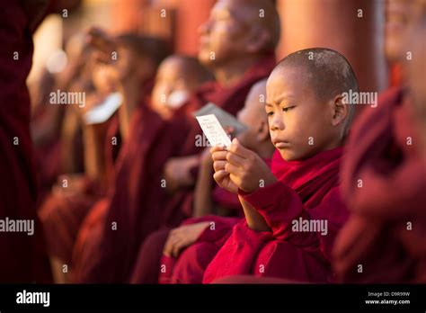 Monks At The Shwezigon Paya Bagan Myanmar Burma Stock Photo Alamy