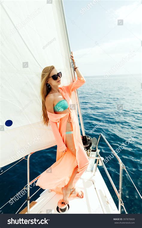 Sexy Bikini Girl Swimwear Pareo Yacht Stock Photo 397870609 Shutterstock