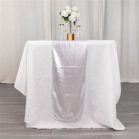 Balsacircle 12x108 In Silver Polyester Sequin Dots Table Runner Wedding Party Events Reception