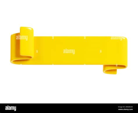 Yellow Ribbon Banner D Render Illustration Of Glossy Rolled Text Box