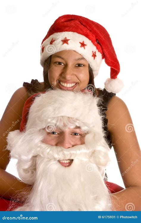 Me And Santa Stock Image Image Of Couple Beard Pretty 6175931