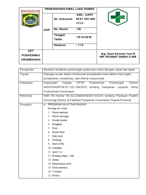 Penanganan Awal Luka Robek Pdf