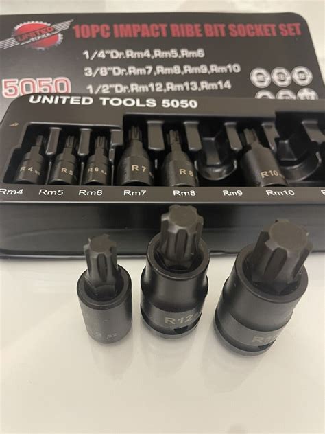 9 Pc Impact Ribe Bit Socket Set 1 4 3 8 1 2 Dr Torx Splines Hex EBay