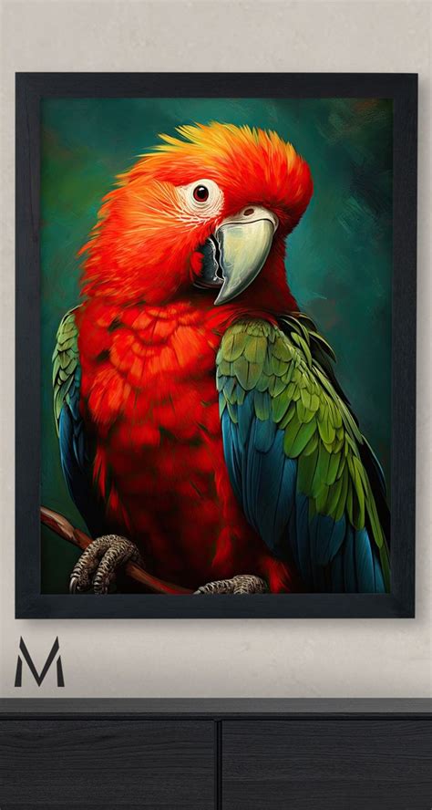 Parrot Painting Art Bird Lovers Wildlife Art Print Elegant Nature