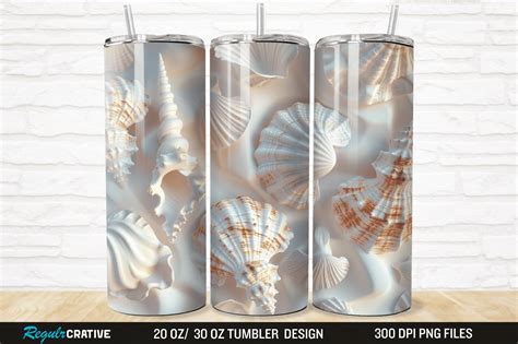 D Seashell Oz Tumbler Wrap Png Graphic By Regulrcrative