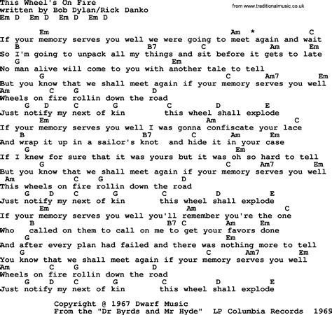 This Wheel's On Fire, by The Byrds - lyrics and chords