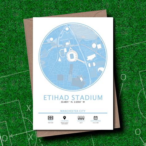 Man City Stadium Card Etihad Map Card Manchester City Etsy