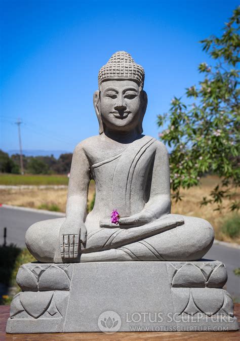 Sold Cambodian Sandstone Buddha With Separate Base Earth Touching