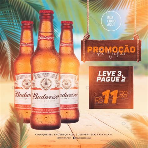 Promoção De Verão Cerveja Budwiser Social Media Psd Editável [download