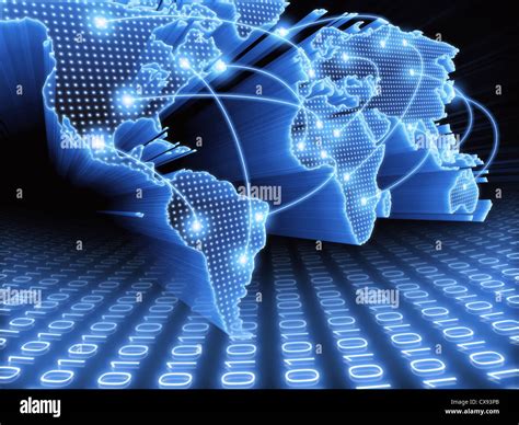 World Map Interconnected Concept Of Global Information And Technology