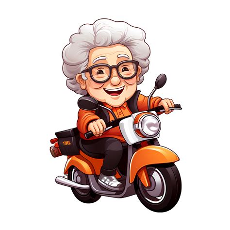 Cute Grandma Riding Motorcycle Clipart Ai Generative 27235693 Png