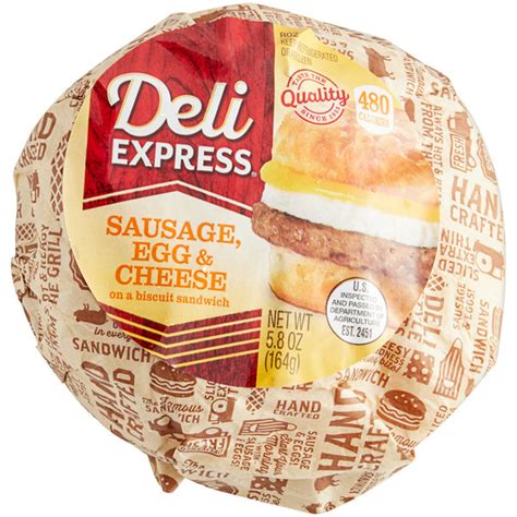 Deli Express Sausage Egg And Cheese Biscuit Breakfast Sandwich 58 Oz