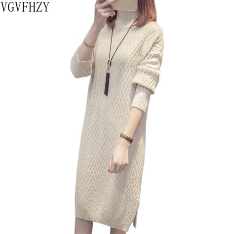 2018 New Women Dress Autumn And Winter Sweater Dresses SlimHigh Collar