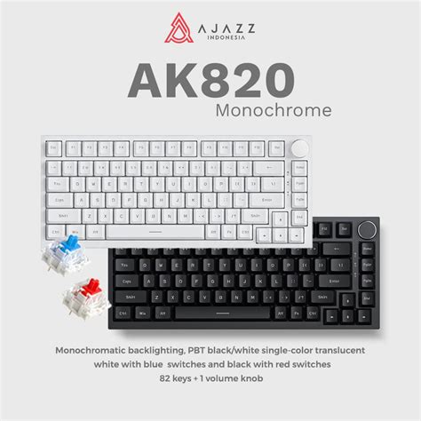 Jual Ajazz Ak Monochrome Mechanical Keyboard White Blue Light