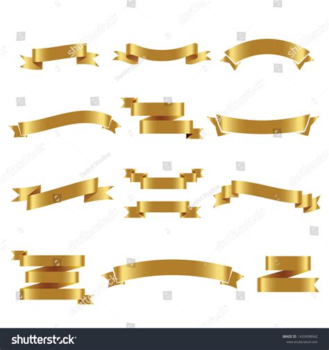 Gold Ribbon Set Inisolated White Background Stock Vector Royalty Free 1433498942 Shutterstock