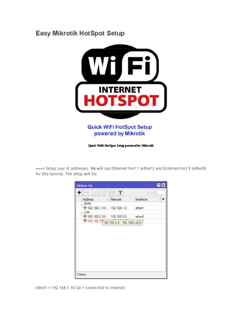 Easy Mikrotik HotSpot Setup | PDF | Ip Address | Domain Name System