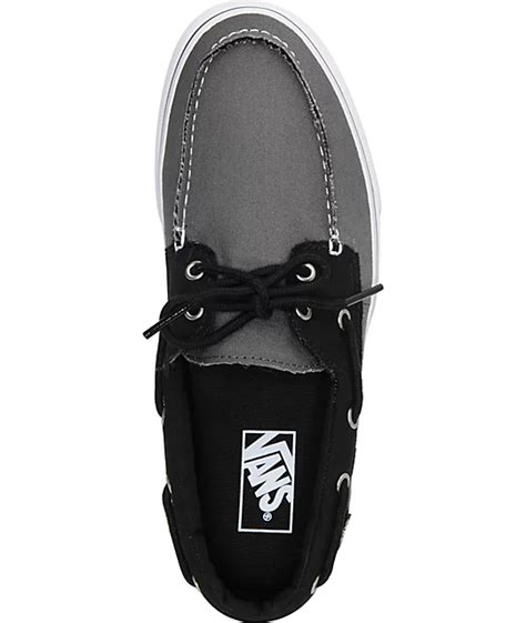 Vans Zapato Del Barco 2 Tone Pewter Grey & Black Boat Skate Shoes | Zumiez