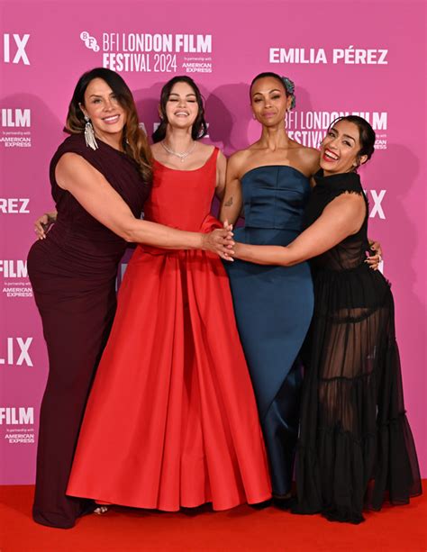 Karla Sofía Gascón Selena Gomez Zoe Saldana and Adriana Paz at BFI