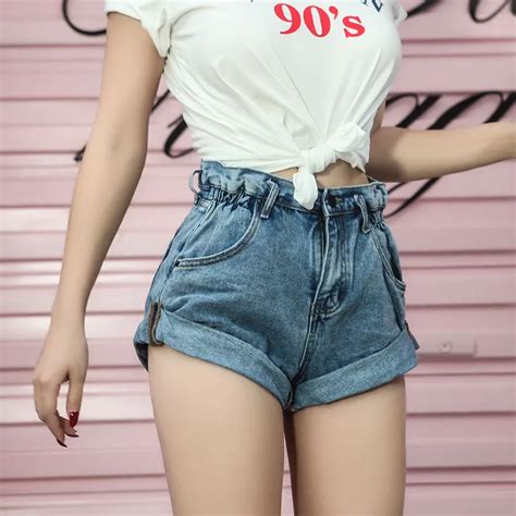 Sexy High Waist Denim Shorts Summer Rolled Hem Jean Shorts Women Casual Loose Shorts Hotpants In