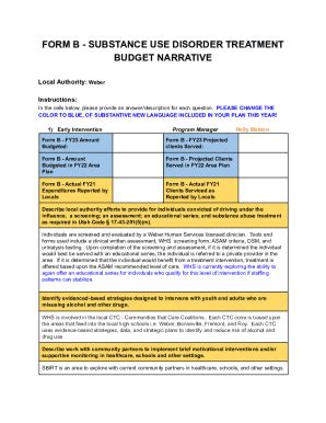 Fillable Online Budget Narrative Form B Substance Use Disorder