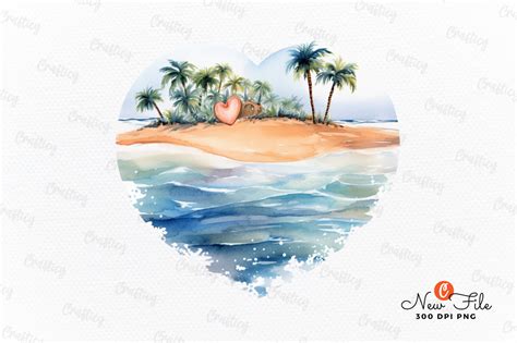 Beach Heart Watercolor Clipart Sublimati Graphic By Crafticy Creative