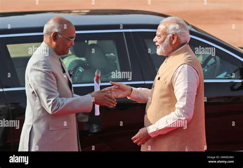 Indian Prime Minister Narendra Modi Right Wishes Indian President Ram Nath Kovind On His 73rd