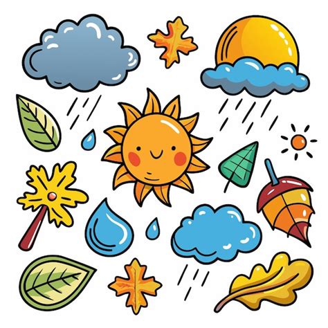 weather icons sun rain clouds   premium ai generated vector