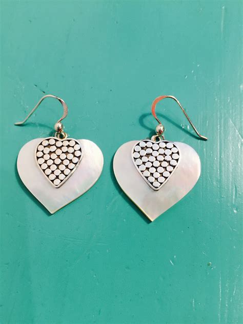 Mother Of Pearl Heart Earrings