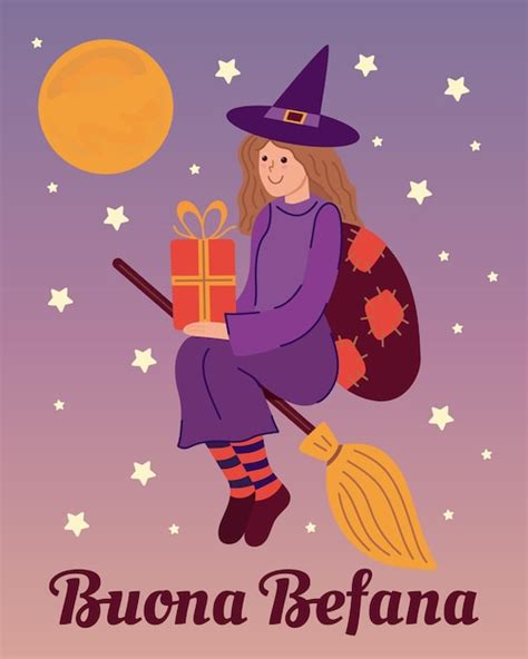 Premium Vector Buona Befana Italian Translation Happy Befana Cute