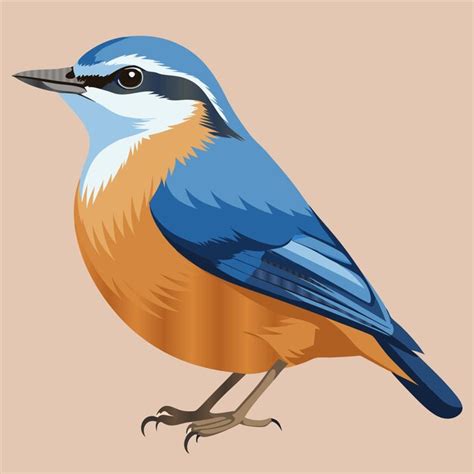 Una pintura de un pájaro azul y naranja con plumas azules y blancas