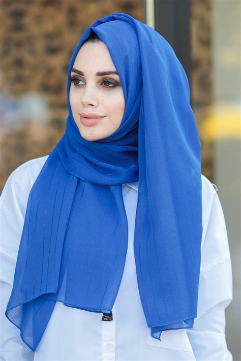 Striped Royal Blue Printed Hijab Um Anas Islamic Clothing Hijabs