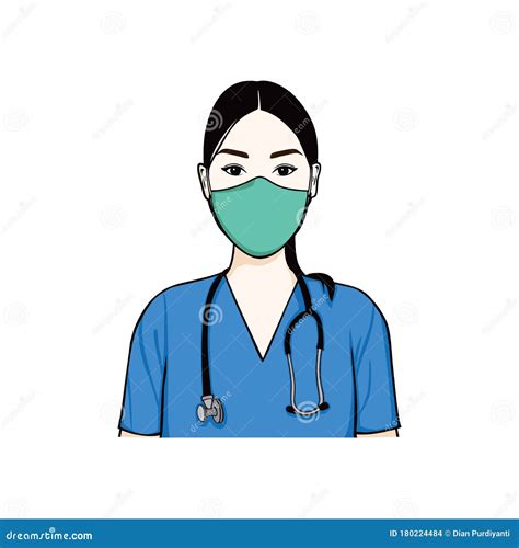 Beautiful Young Female Nurse Wearing Surgical Mask Healthy Mask