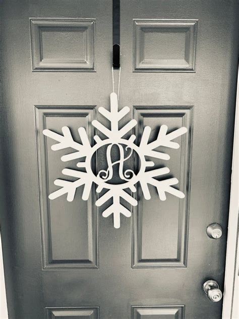 Monogram Snowflake Door Hanger Etsy Door Hangers Christmas Door