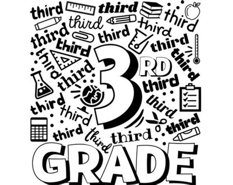 3rd Third Grade Typography Instant Download  Svg Png For Use With