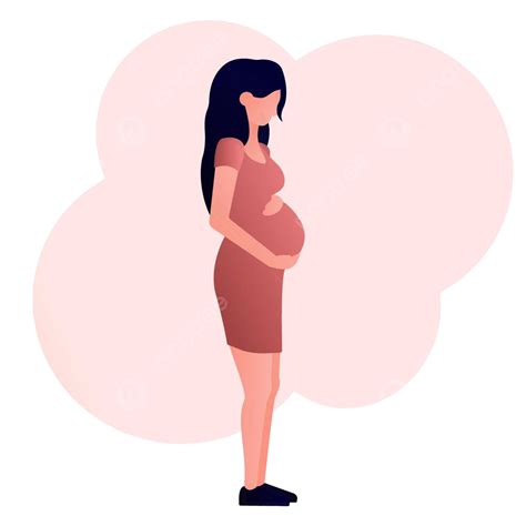 A Gradient Vector Illustration Depicting A Pregnant Young Woman