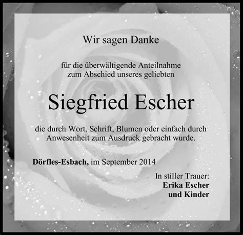 Siegfried Escher Traueranzeige Trauer Infranken De